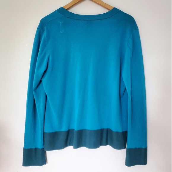 Olsen Europe Colourblock Turquoise Single Button Cardigan (Size M/L 12-42) - Picture 4 of 6